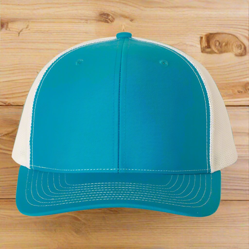 Richardson 112 - Snapback Trucker Cap - CYAN / WHITE