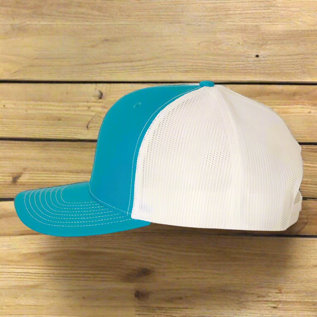 Richardson 112 - Snapback Trucker Cap - CYAN / WHITE