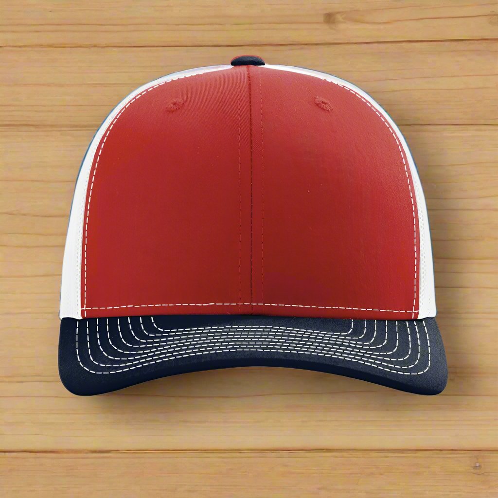 Richardson 112 - Snapback Trucker Cap - RED WHITE and NAVY