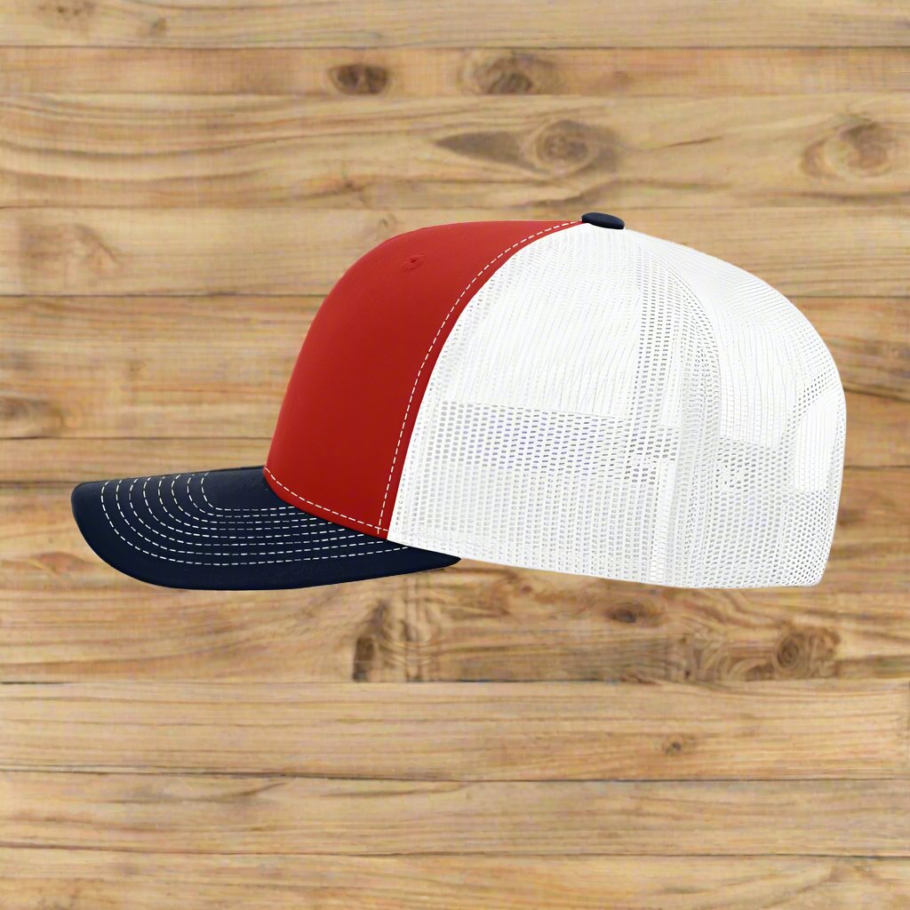 Richardson 112 - Snapback Trucker Cap - RED WHITE and NAVY